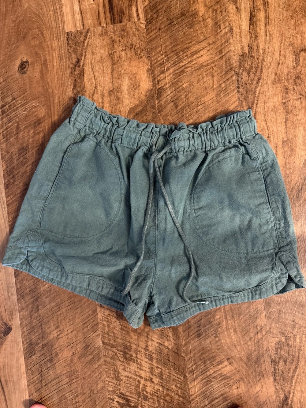 Women’s Linen Drawstring Elastic Waist Shorts - Green